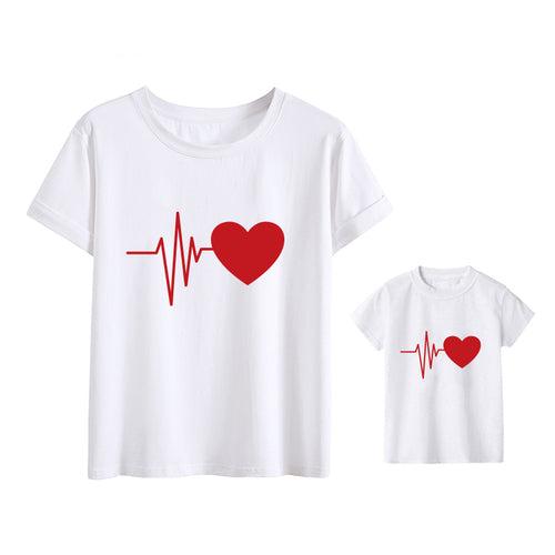 Mommy And Daughter Heart Print T-shirt