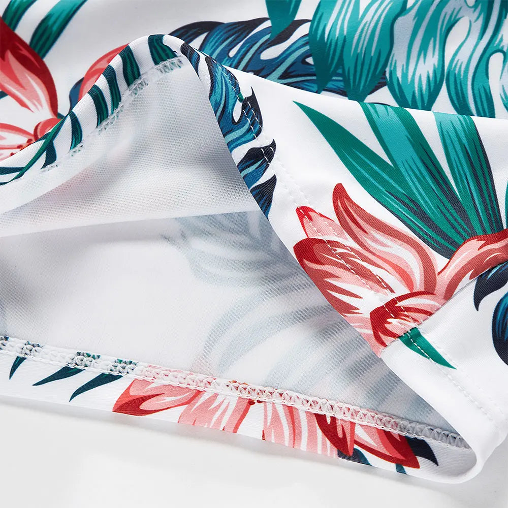 Family Matching Leaf Print Swimsuits