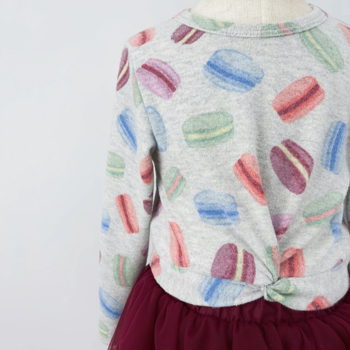 Mother Daughter Macaron Printing Cute Blous/Mesh Skirt