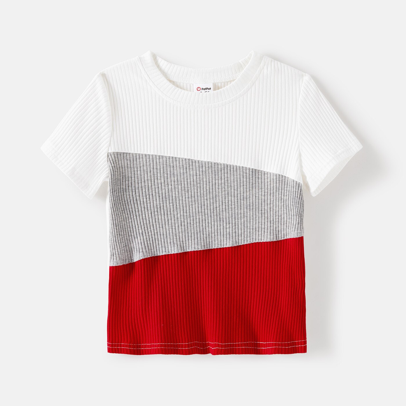 Family Matching Short-sleeve Cotton Ribbed Colorblock T-shirts
