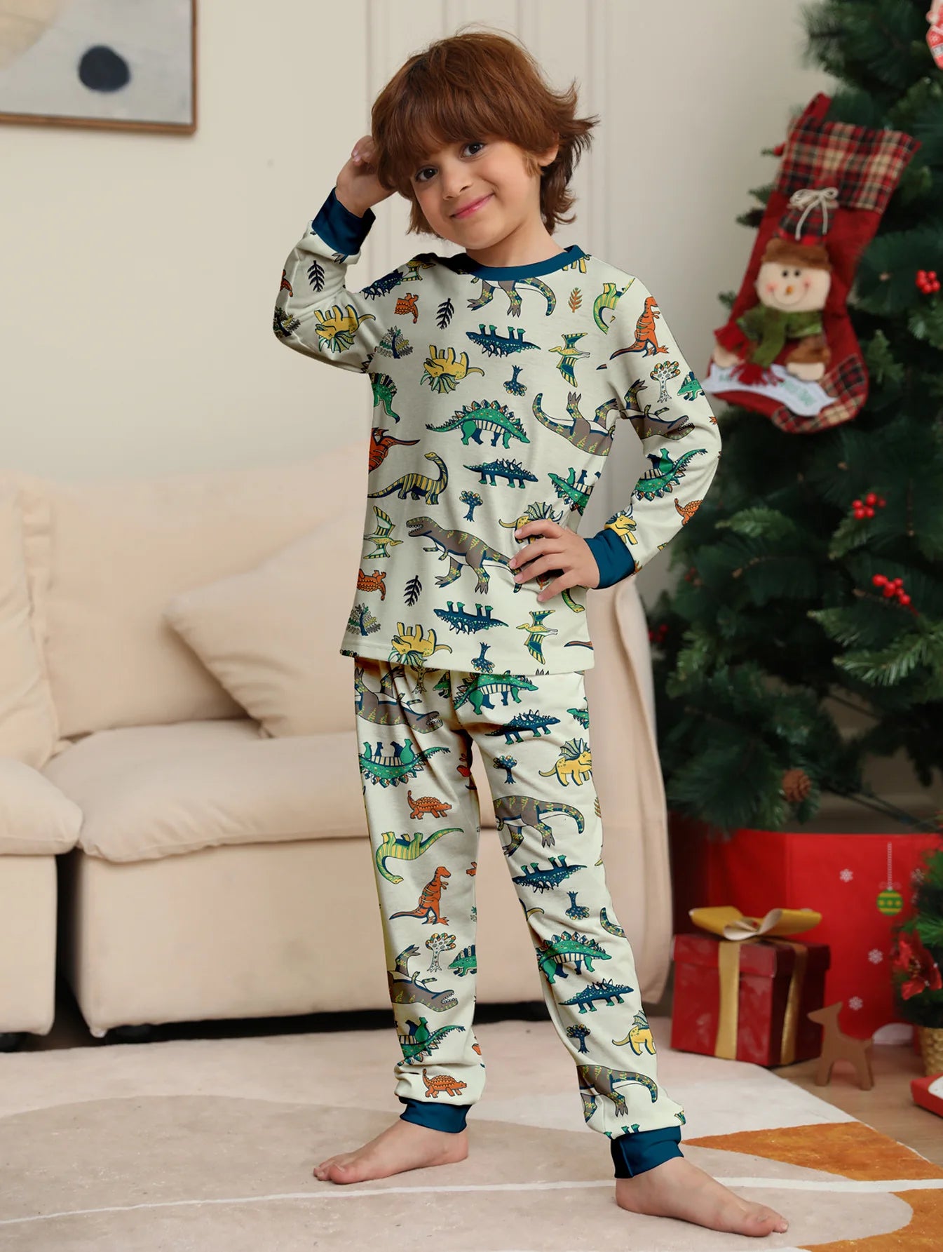 Family Maching Dinosaurs Print Pajamas