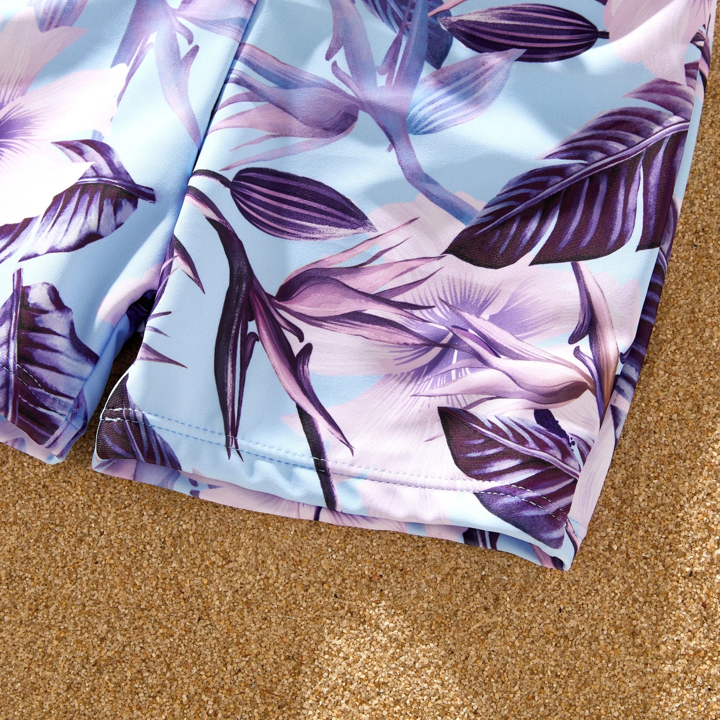 Family Matching Blue and Purple Floral Swimwear