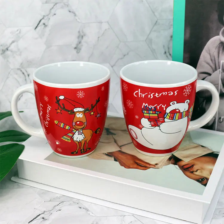 Red Santa Elk Snowman Mug