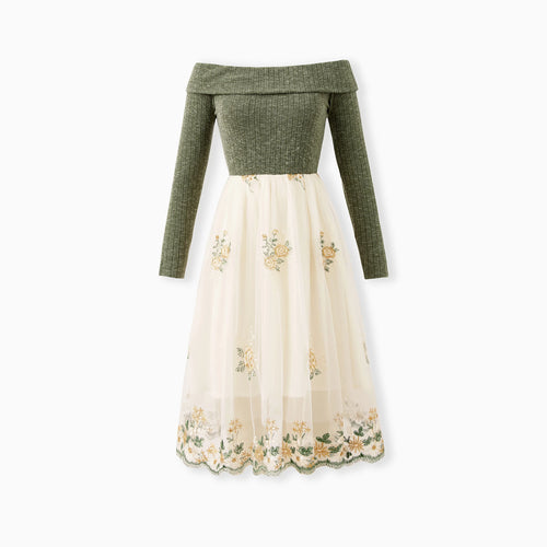 Family Matching Outfits Green Long Sleeves Shirt or Ribbed