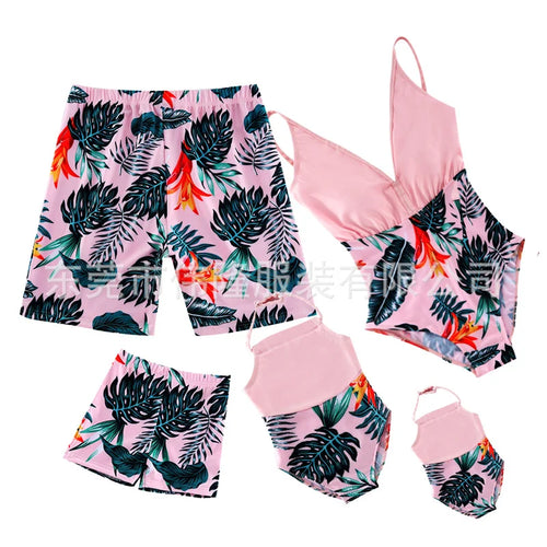 Family Matching Plant Print Swimwear