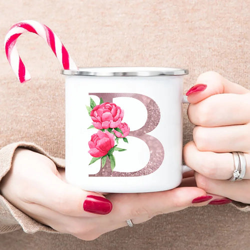 Flower Initial Letter Print Coffee Mug
