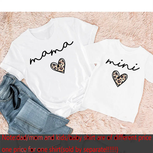Mama Mimi Leopard Heart Print Mother & Daughter T-shirt