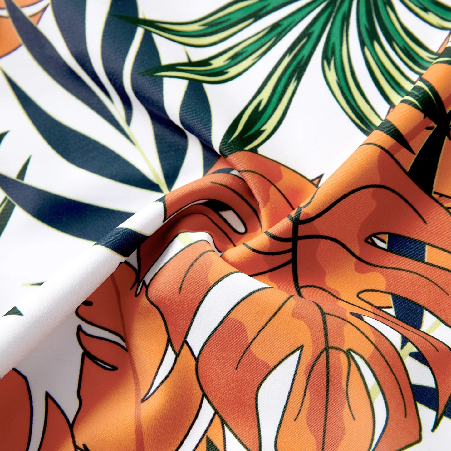 Family Matching Tropical Plant Print Swimsuit