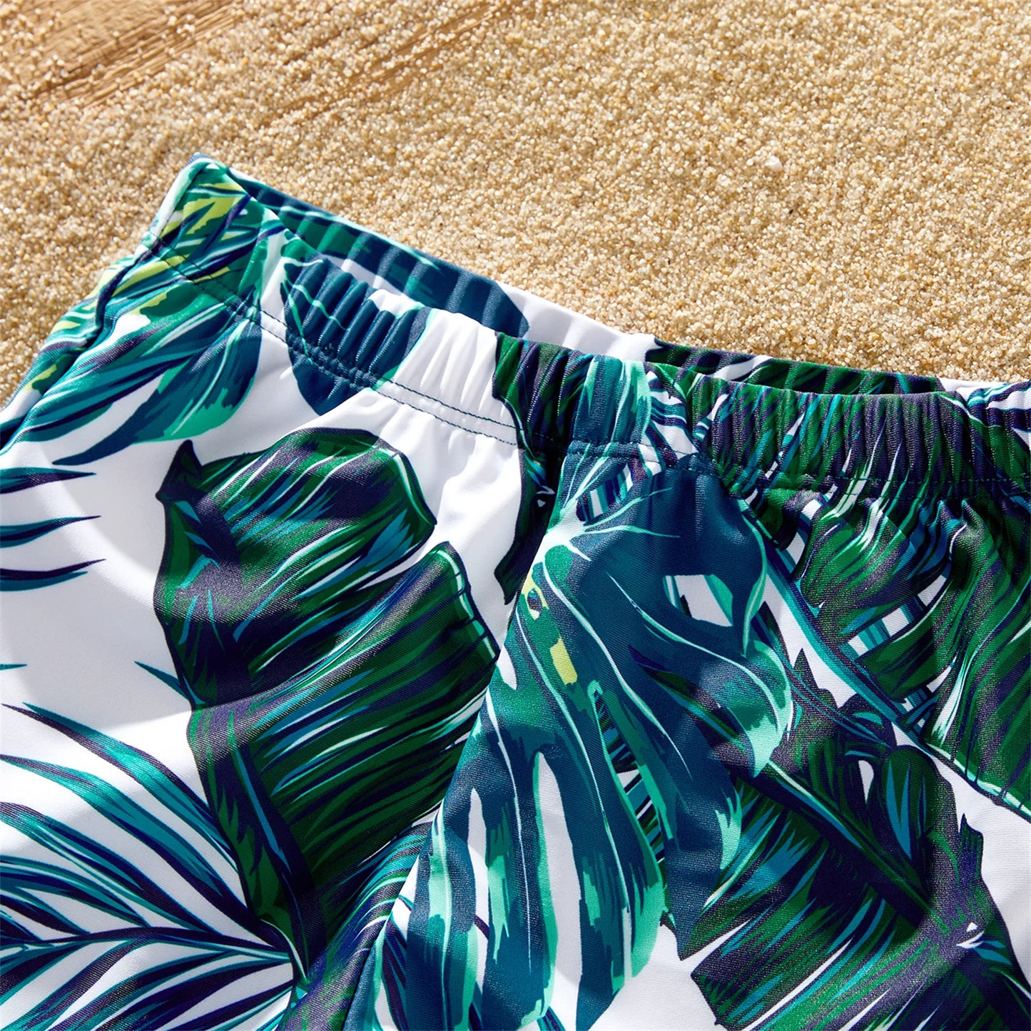 Family Matching Allover Palm Leaf Print Swimwear