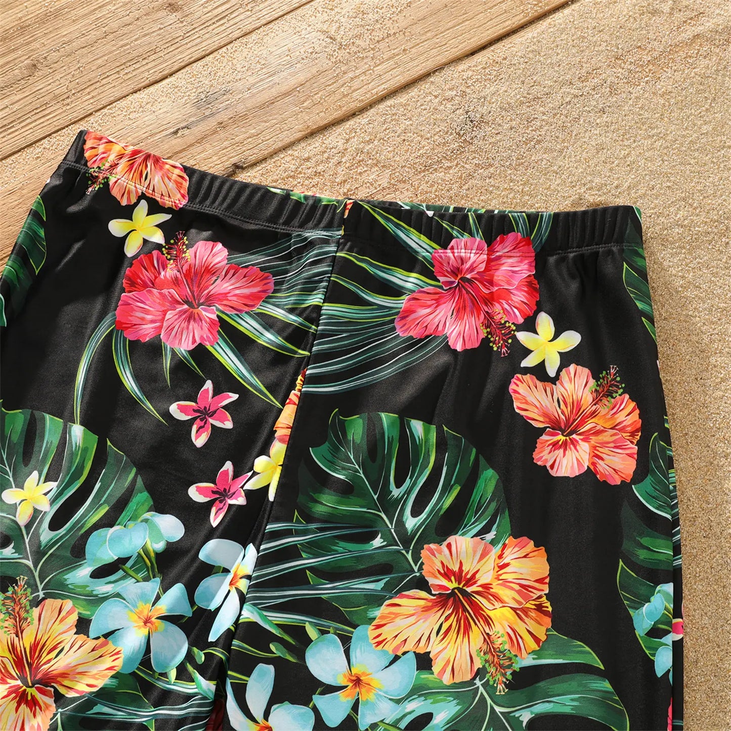 Family Matching Coconut Tree Print Swimsuit
