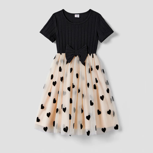 Mommy and Daughter Black Top Spliced Dresses