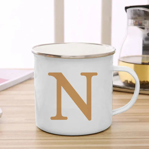 Gold Letter Print Enamel Mug