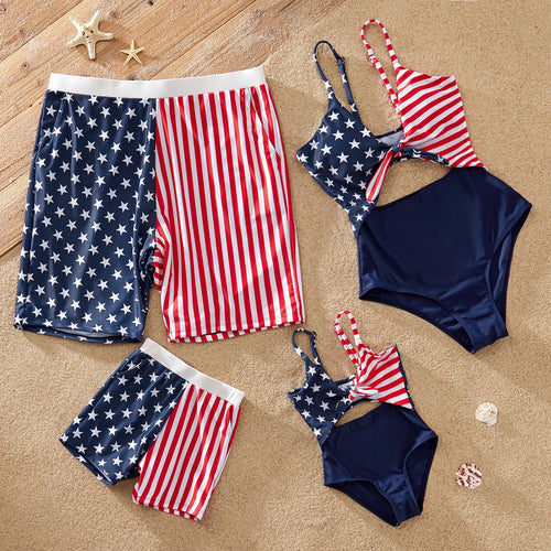 Family Matching Star & Striped Independence Day Swimwear