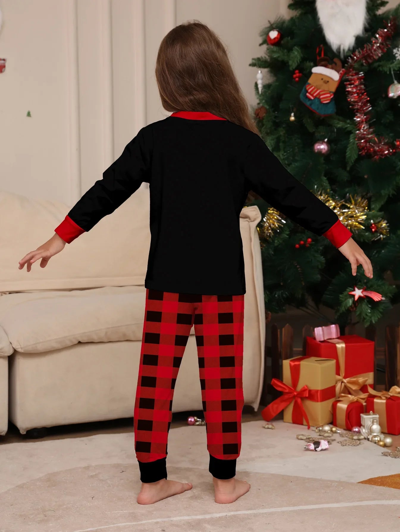 Family Matching Christmas Crew Print Pajamas Set
