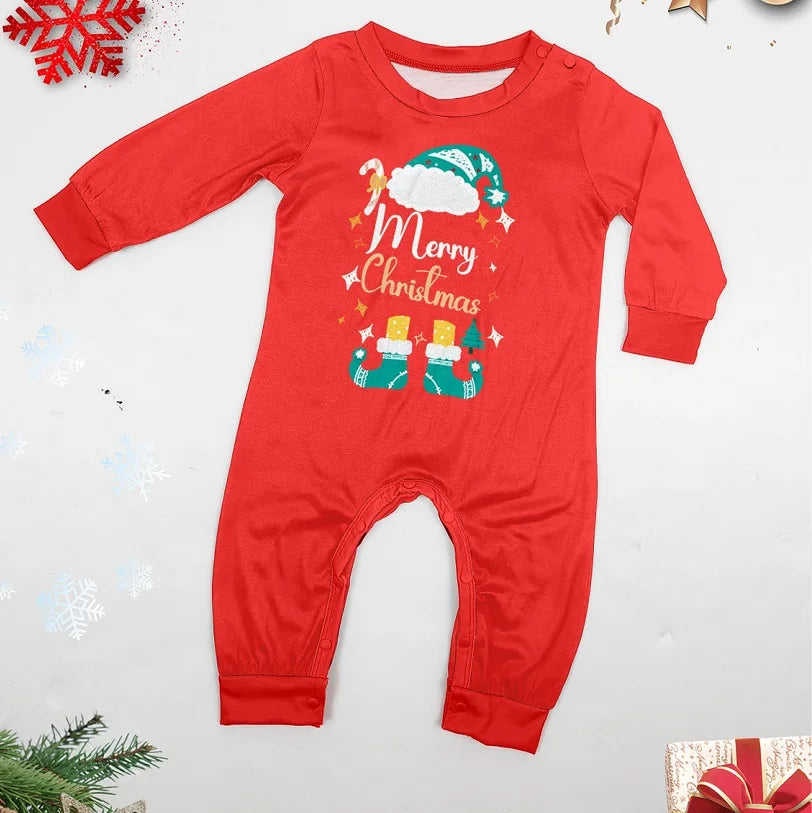 Family Matching Letter Print Merry Pajamas