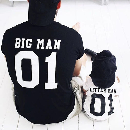 Family Matching Big man Little Men Letter Print T-shirt