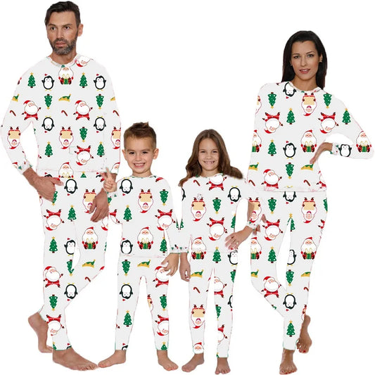 Family Matching White Christmas Pajamas Set
