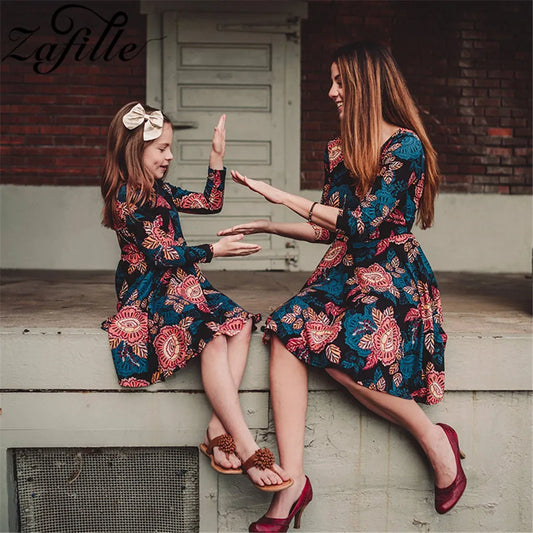 Mother And Daughter Matching Dress Three Quarter Spring Floral
