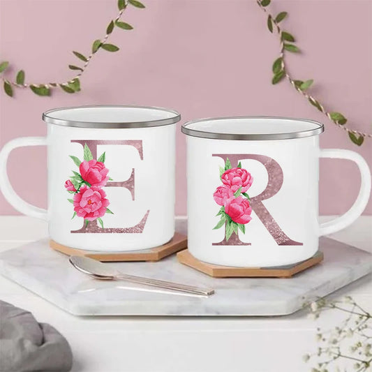 Flower Initial Letter Print Coffee Mug