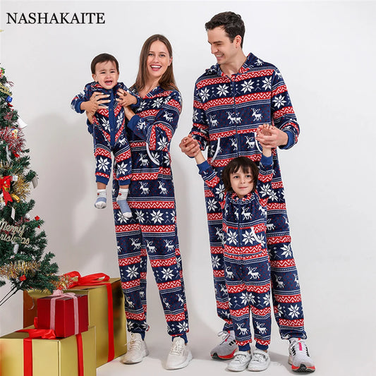Family Matching Navy Blue Christmas Pajamas Set