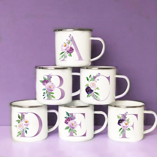 Letter Flower Print Mugs