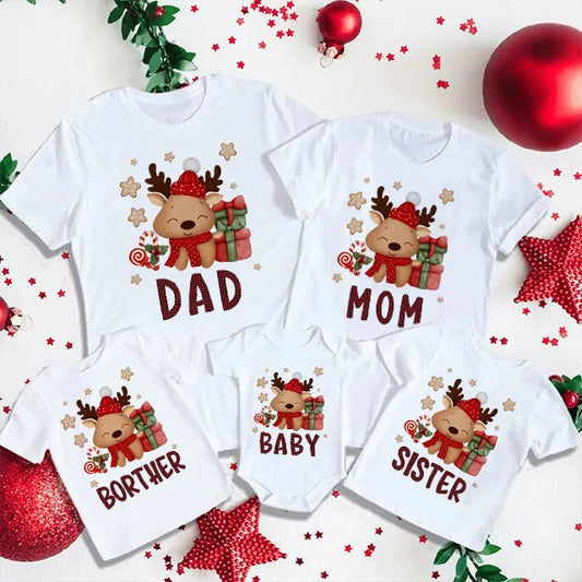 Family Matching Xmas Deer Christmas Print T-shirt