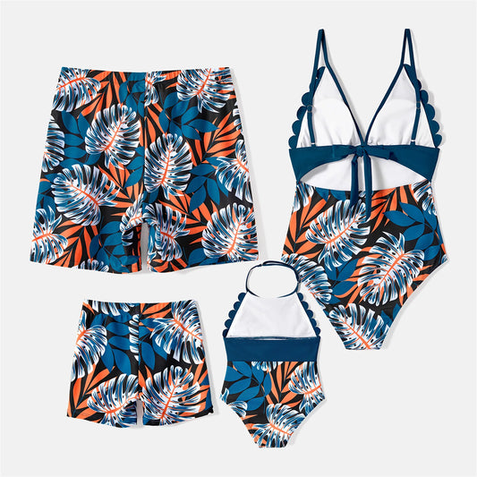 Family Matching Plant Print Swimwear