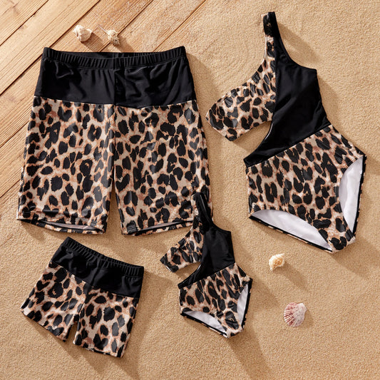 Family Matching Leopard Print Swimwear