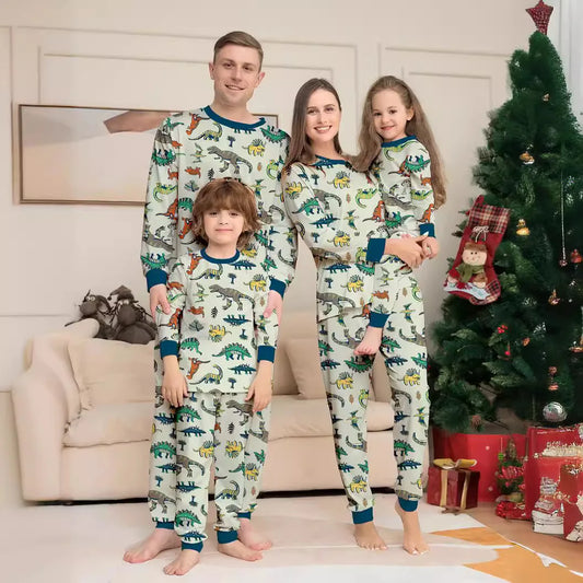 Family Maching Dinosaurs Print Pajamas