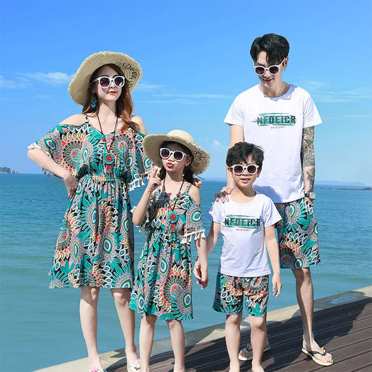 Family Matching Outfits Summer Beach Dress