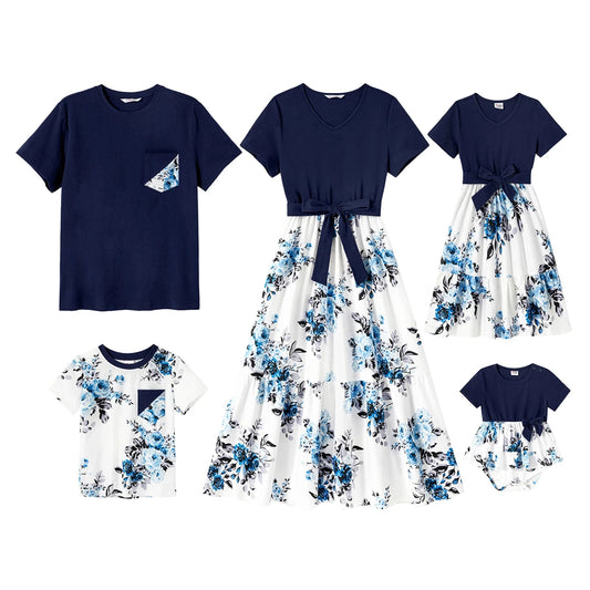 Family Matching Dark Blue Dress