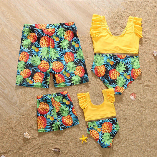 Family Matching Pineapple Print Swimsuits