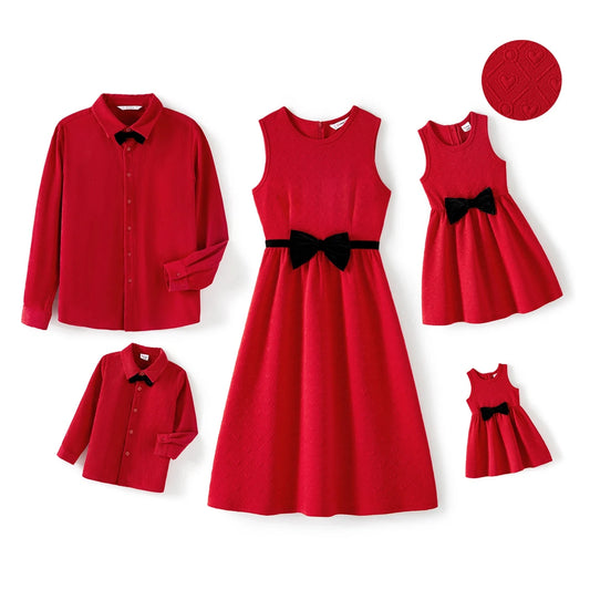 Valentine's Day Family Matching Bow Front Red Heart Dress
