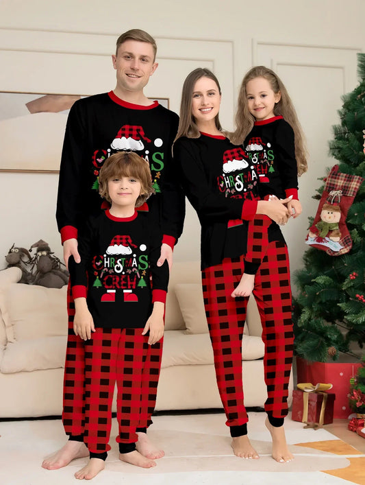 Family Matching Christmas Crew Print Pajamas Set