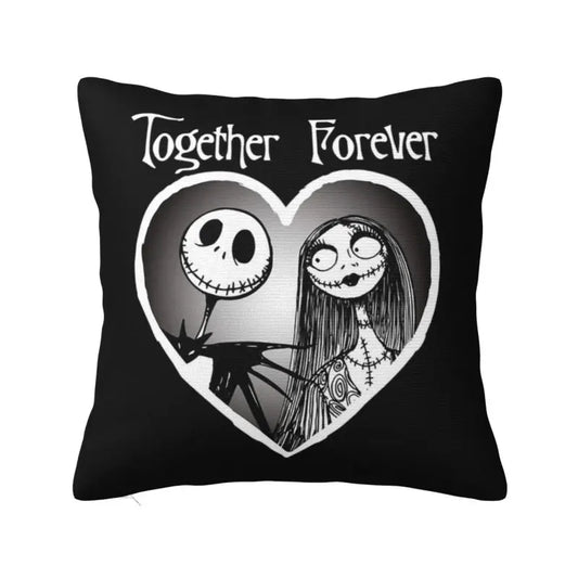 Halloween Skull Jack Sally Throw Pillow