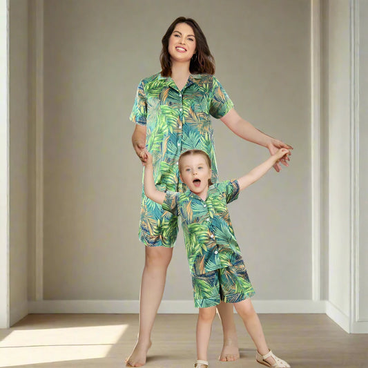 Mommy and Girl Silk Short Sleeve Top + Shorts Pajama