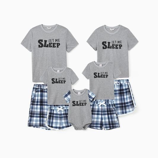 Family Matching Let Me Sleep Slogan Print Pajamas Sets