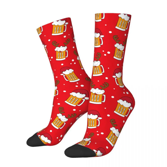 Casual Beer Mugs With Santa Hat Men Socks