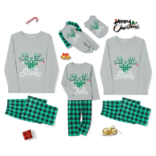 Family Matching Set Letter Elk Print Pajamas