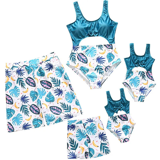 Family Matching Bow Print Swimwear