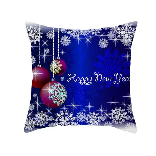 Blue Christmas Pillow Cover