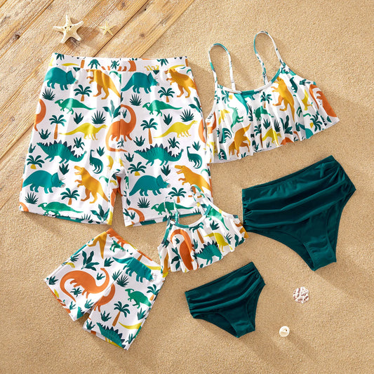 Family Matching Animal Dinosaur Print Swimsuits