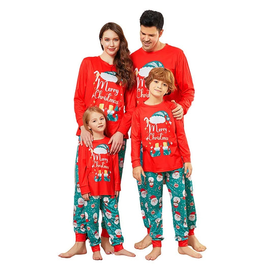Family Matching Letter Print Merry Pajamas
